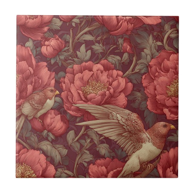 Elégant Design d'intérieur Peonies Carreaux en cér (Devant)