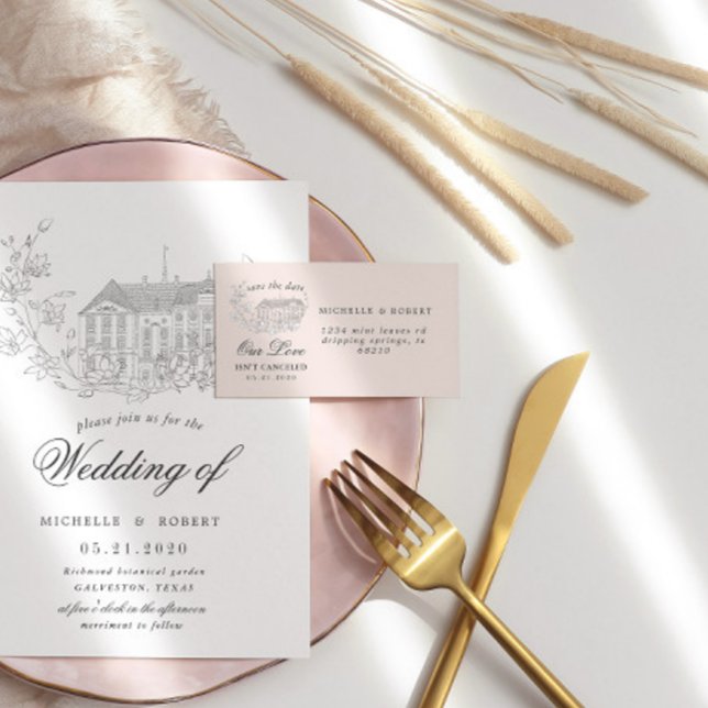 Elegant Destination Floral Save the Date Adressaufkleber (Von Creator hochgeladen)