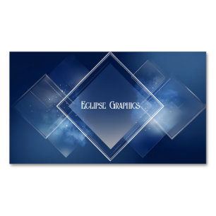 Elegant Diamant Geometrisch Blau Kosmisch Modern Magnetische Visitenkarte