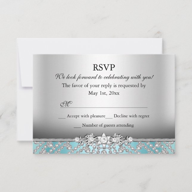Elegant Diamond Blue UAWG RSVP Karte (Vorderseite)