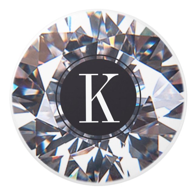 Elegant Diamond Crystal Monogram Keramikknauf (Vorderseite)