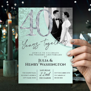 Elegant Diamond Grün 40. Hochzeitstag   Einladung