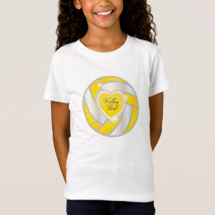 Elegant Diamond Heart Bright Yellow Volleyball T-Shirt
