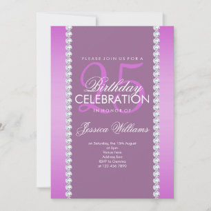 Elegant Diamond Jeweled Mauve Birthday Einladung