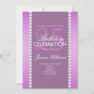Elegant Diamond Jeweled Mauve Birthday Einladung