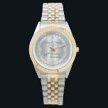 Elegant Diamond Jubilee 60. Hochzeitstag Armbanduhr<br><div class="desc">Opulente Eleganz umrahmt dieses 60-jährige Hochzeitsstipendesign in einem einzigartigen geschmolzenen Diamantendesign mit zentrischem Teardrop-Diamant mit Imitaten, die Glitzern auf einem silberfarbenen Farbverlauf hinzufügen. Originelles Design von Holiday Hearts Designs (Rechte vorbehalten). Bitte beachten Sie, dass alle Verzierungen bedruckt sind und nur so gedruckt werden, dass sie möglichst real in einem flachen,...</div>