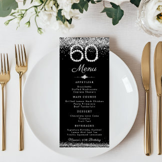 Elégant Diamonds 60e Anniversaire Dîner Menu Plat