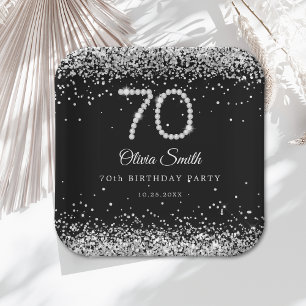 Elegant Diamonds 70th Birthday Party Paper Plate Pappteller