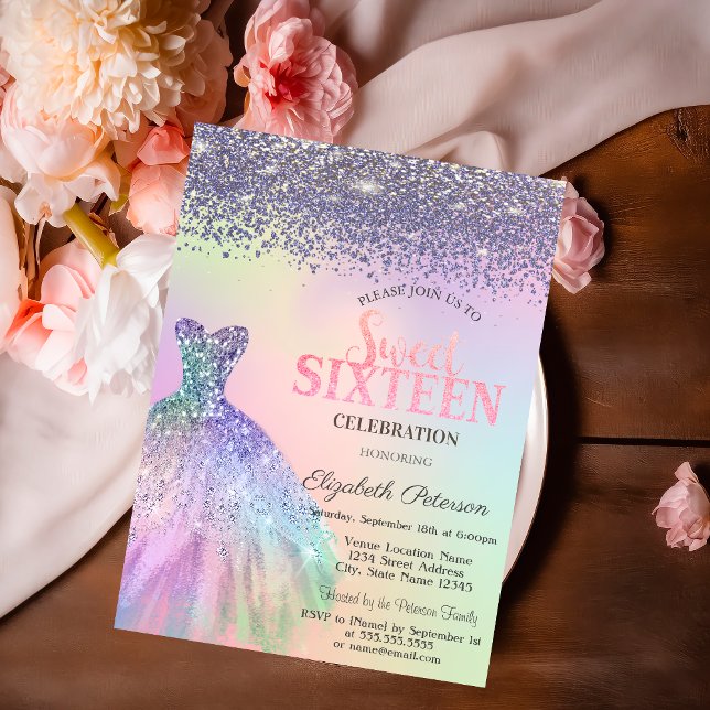Elegant Diamonds, kleid holografisches Sweet 16 Einladung (Von Creator hochgeladen)