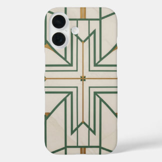 Elegant Dill Green Geometric iPhone 16 Fall | Kret Hülle