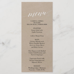 Elégant Dîner Calligraphie Faux Kraft Carte Menu