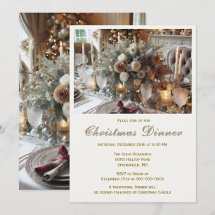 Élégant dîner de Noël Invitation