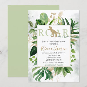 Elegant Dinosaur Boy Baby Shower Einladung