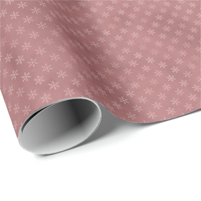 Elegant Dirty Blush Pink Snowflake Weihnachtsgesch Geschenkpapier (Rolleneckpunkt)