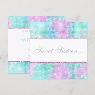 ELEGANT DISCO AQUA GLITZER SWEET 16 EINLADUNG