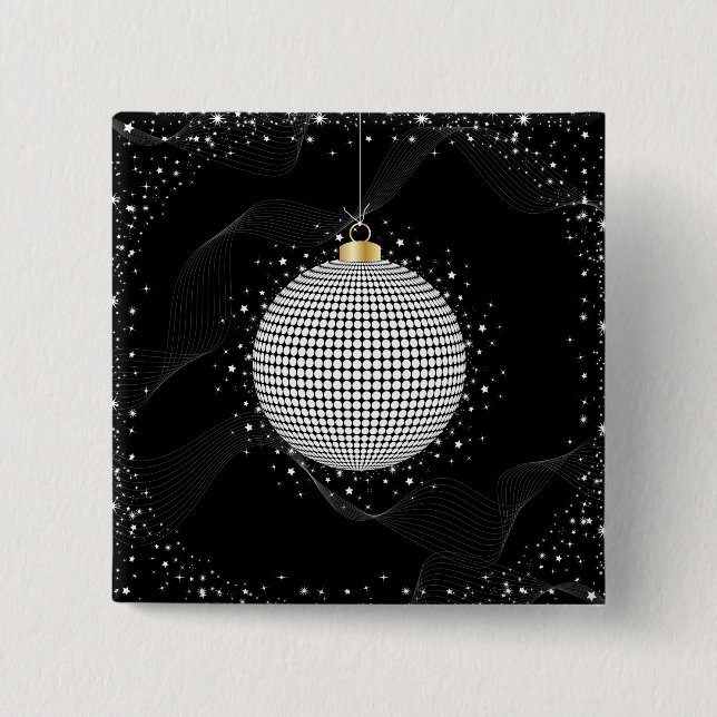 Elegant Disco Ball Christmas Ornament Button (Vorderseite)