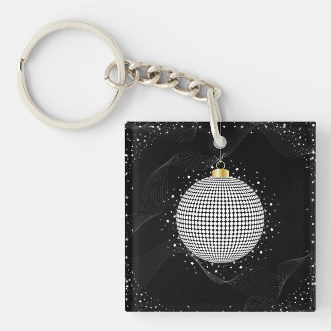 Elegant Disco Ball Christmas Ornament Schlüsselanhänger (Vorderseite)