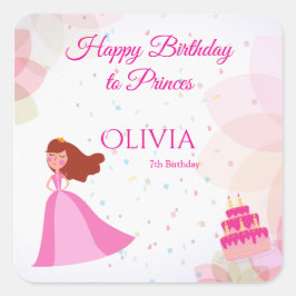 Elegant Disney princess birthday Quadratischer Aufkleber