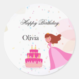 Elegant Disney princess birthday Runder Aufkleber