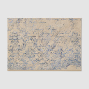 Elegant Distressed Blue Damask Seidenpapier