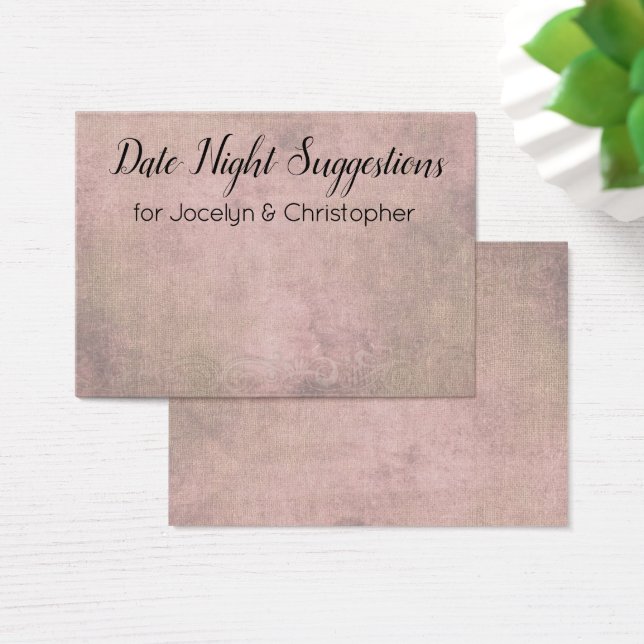 Elegant Distressed Date Night Suggestions Card (Schreibtisch)