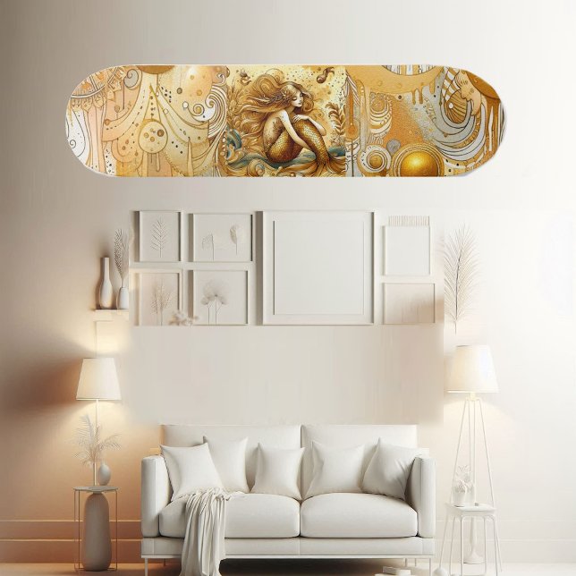 Elegant Divine Gold Mermaid Mythical Greek Legend  Skateboard (Elegant Divine Gold Mermaid Mythical Greek Legend Skateboard)