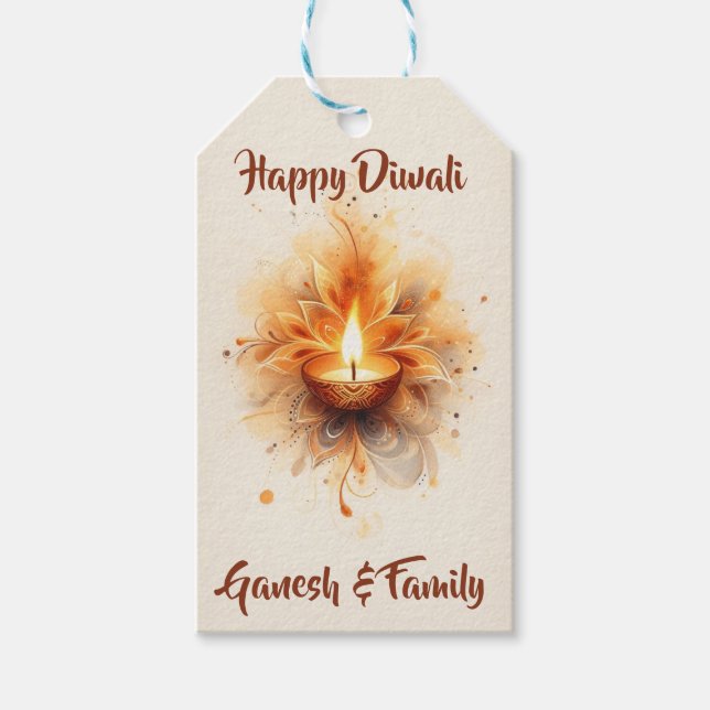 Elegant Diwali Diya Geschenkanhänger (Vorderseite)
