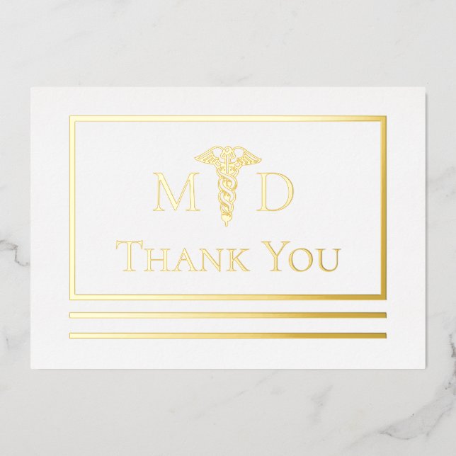 Elégant Docteur MD Merci Foil Carte postale (Recto)