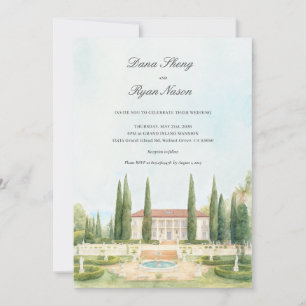 Élégant domaine   Carte Mariage illustrée