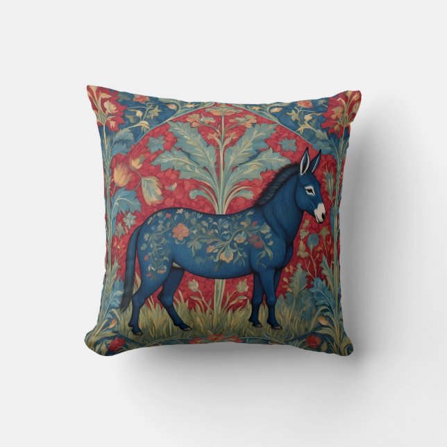 Elegant Donkey William Morris Inspiriert Gemustert Kissen (Vorderseite)