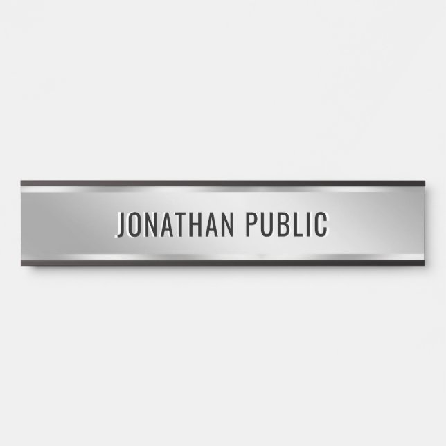 Elegant Door Sign Custom Text Black And Silver Türschild (Vorderseite )