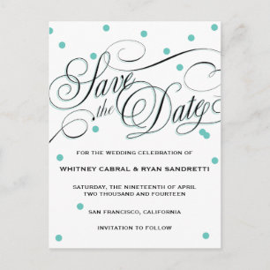 Elegant Dot Blue Save the Date Ankündigungspostkarte