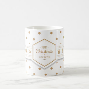Élégant Dots de Noël Doré Mug