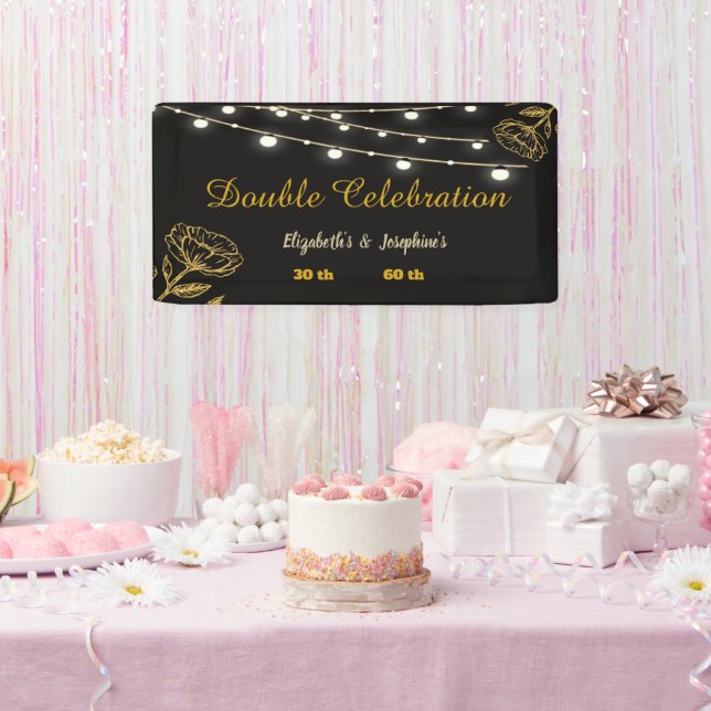 Elegant Double Celebration Birthday Soiree Banner (Party)