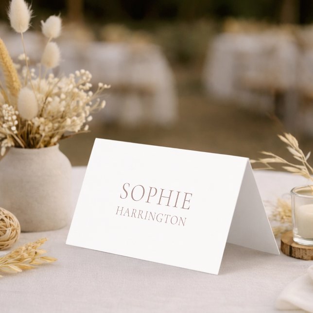 Elegant Double-Sided White Wedding Place Card (Von Creator hochgeladen)