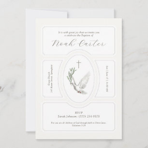 Élégant Dove Olive Branch Baptême Invitation