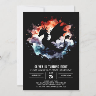 Elegant Dragon Birthday Children Einladung