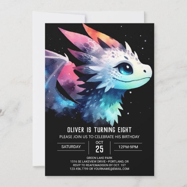 Elegant Dragon Birthday Digital Einladung (Vorderseite)