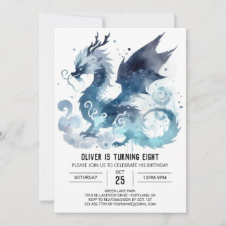 Elegant Dragon Birthday Printable Einladung