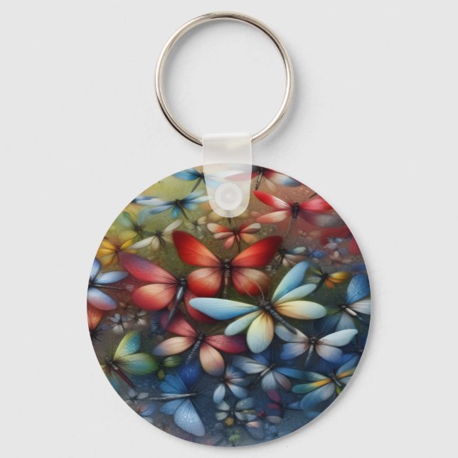 Elegant Dragonflies Keychain Schlüsselanhänger (Vorderseite)