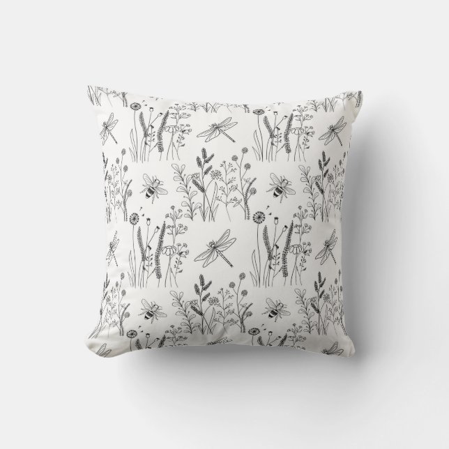 Elegant Dragonflies & Wildflowers  Kissen (Vorderseite)