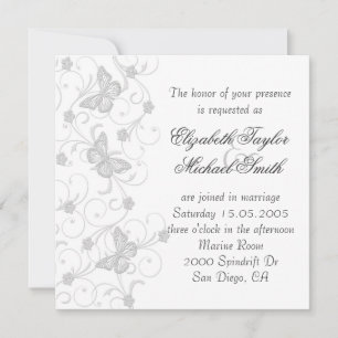 Elégant Dream Grey Butterfly Wedding Invitation