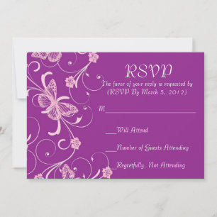 Elegant Dream Purple Butterfly carte RSVP