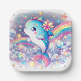 Elegant Dreamy Dolphin Baby Shower Pappteller