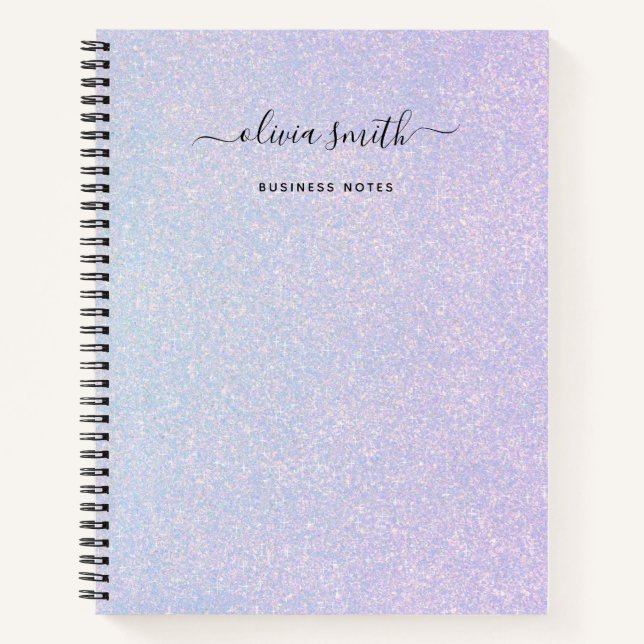Elegant Dreamy Pastel | Glam Blau und Rosa Notizbuch (Vorderseite)