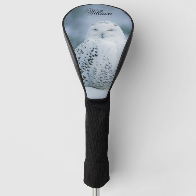 Elegant Dreamy White Snowy Owl Personalisiert Golf Headcover (Vorderseite)