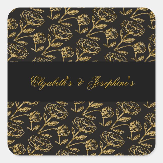 Elegant Dual Birthday Soiree Quadratischer Aufkleber (Vorderseite)