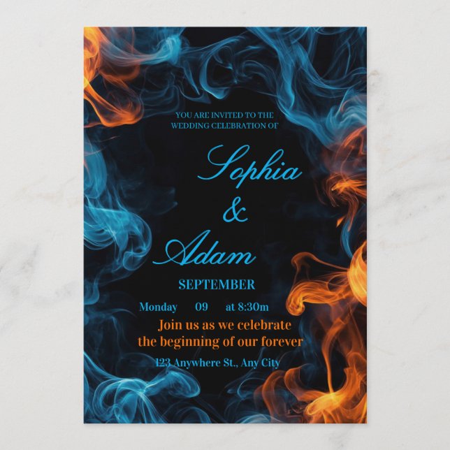 Elegant Dual Flame Wedding Invitation Einladung (Vorderseite)