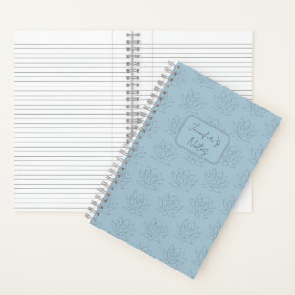 Elegant Duck Egg Blue Simple Floral Lotus Notizbuch