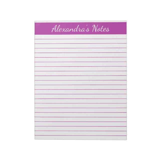 Elegant dunkelrosa 8.5x11 Letter Size Personalisie Notizblock (Rotiert)